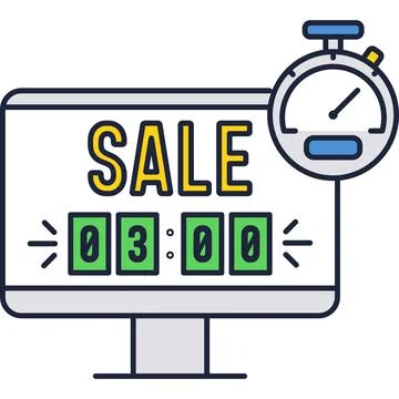 Online sale flat vector web advertisement icon Stock Illustration