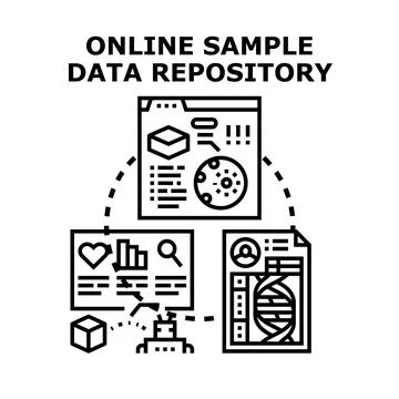 Online sample data repository concept for research 스톡 일러스트
