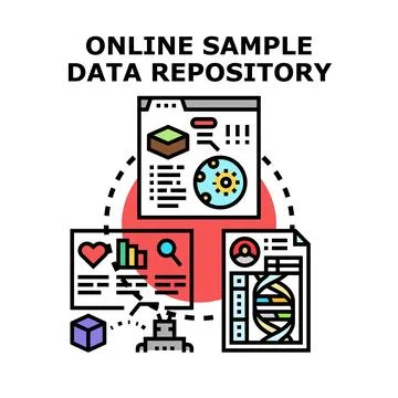 Online sample data repository concept for research Illustrazione stock