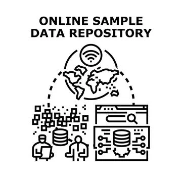 Online sample data repository concept global network database Stock Illustration