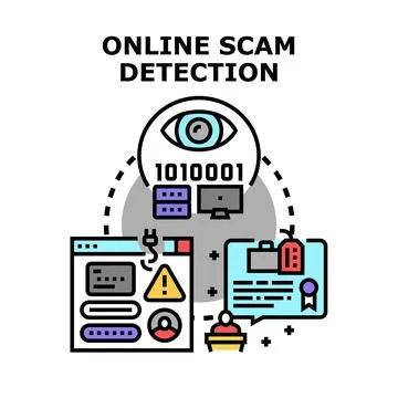 Online scam detection identifying fraud and cyber security threats 스톡 일러스트