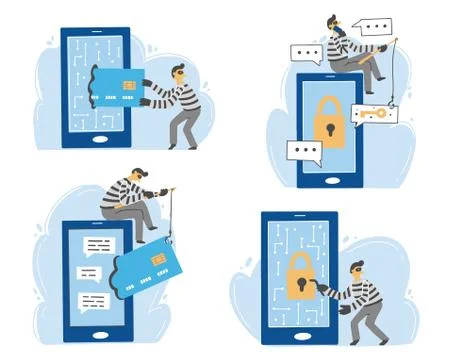 Online scammer, cyber hacker concept. Vector illustration. Stock Illustration