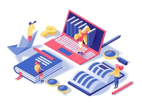 Online school, classes isometric vector illustration イラスト素材