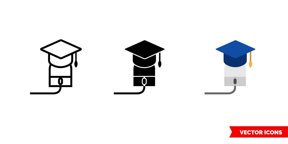 Online school e-learning icon of 3 types color, black and white, outline. Iso Stock Illustration