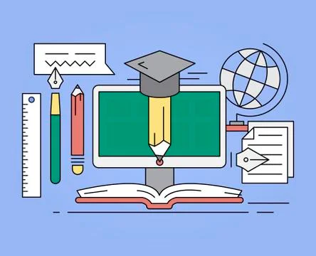 Online school education vector design Illustrazione stock