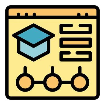 Online school icon vector flat Stock Illustration