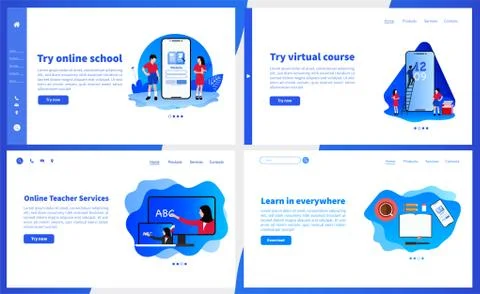 Online school or e-learning interface design Stock Illustration