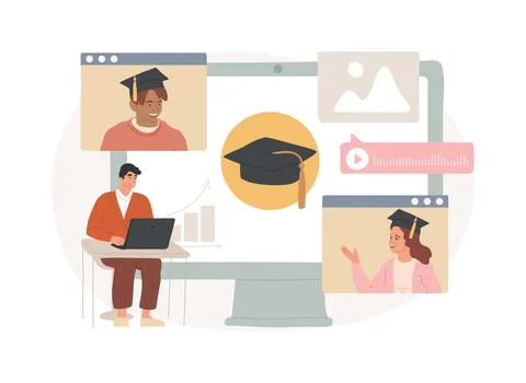 Online school platform isolated concept vector illustration. Stock Illustration
