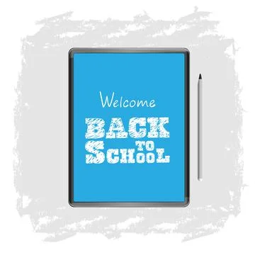 Online school on a tablet. Illustrazione stock