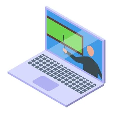 Online school teacher explaining lesson on laptop screen Illustrazione stock