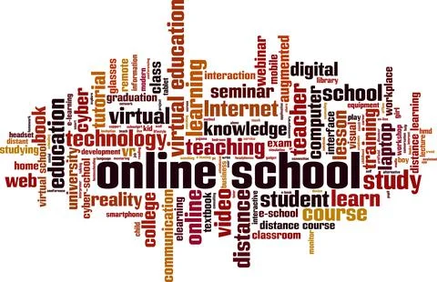 Online school word cloud Stock Illustration