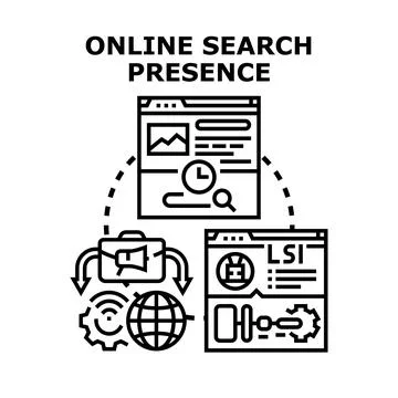 Online search presence strategy optimizing digital marketing Stock Illustration