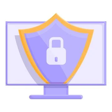 Online secure data icon cartoon . Privacy policy Stock Illustration