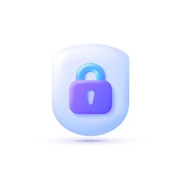 Online security 3d concept. Internet network. Cyber Security 3d Vector Illustrazione stock