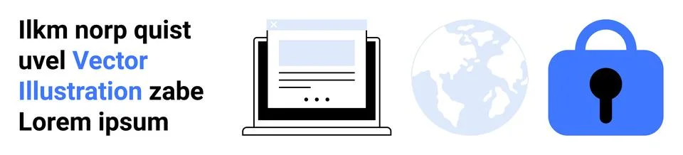 Online Security and Data Privacy Concept with Web Content and Global Protecti Stock Illustration