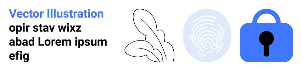 Online Security and Data Protection Concepts with Fingerprint and Lock Icon.. Illustrazione stock