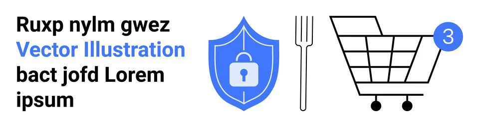 Online Security and Shopping Elements with Placeholder Text and Icons Stock Illustration