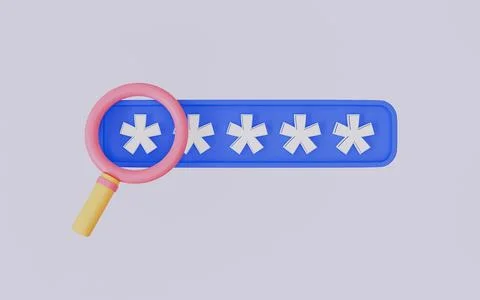 Online security attack and encryption, Magnifying glass and passwords concept Stock Illustration