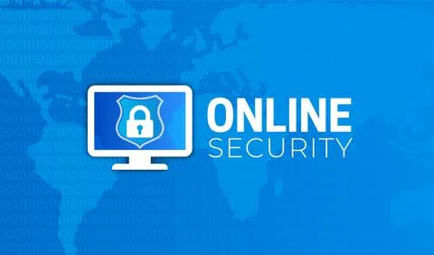 Online Security Background Illustration Design with Computer Icon Stock Illustration