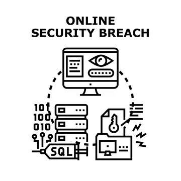 Online security breach concept showing data hacking and information theft Stock Illustration
