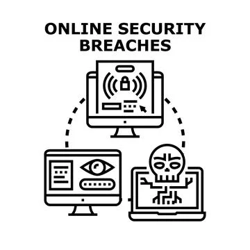 Online security breaches concept showing cyber attacks Stockillustratie