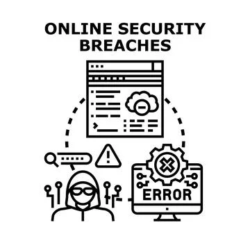 Online security breaches concept vector illustrating cybercrime Illustrazione stock