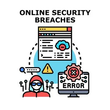 Online security breaches concept vector illustrating cybercrime Stock Illustration