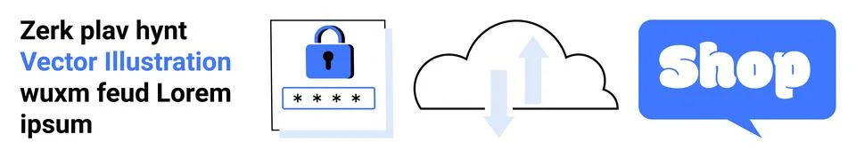 Online Security Cloud Sync and E-Commerce Graphic for Modern Digital Platform Illustrazione stock