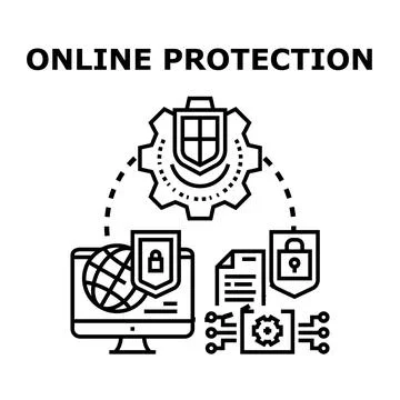 Online security concept with digital data protection Illustrazione stock