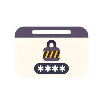 Online security concept showing password input and padlock Stockillustratie