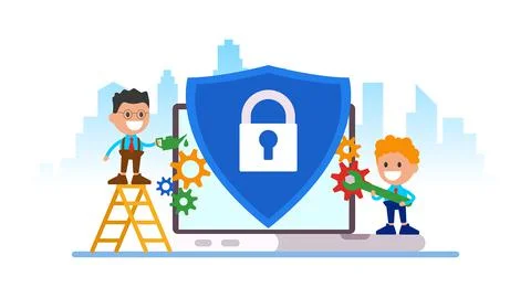 Online security data protection concept. Stock Illustration