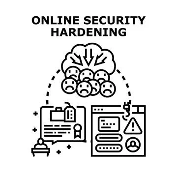 Online security hardening securing digital infrastructure from threats Stock Illustration