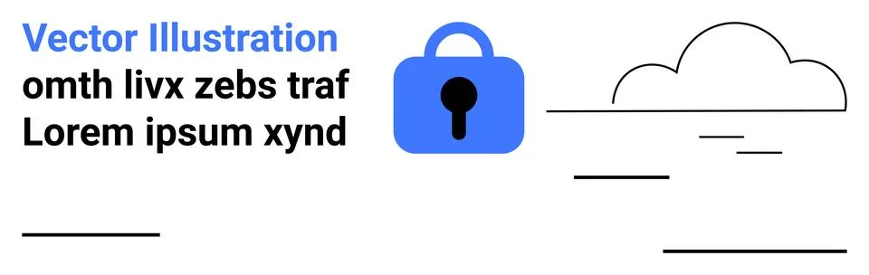 Online Security Icon with Text and Cloud Graphic for Digital Data Protection Stock Illustration