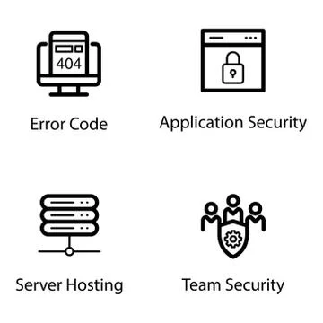Online Security Line Icons Set Stock Illustration