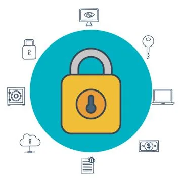 Online security with padlock icons 스톡 일러스트