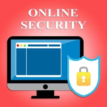 Online Security Representing Web Site And Computer Illustrazione stock