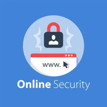 Online security, safe internet access, antivirus software, data protection Stock Illustration