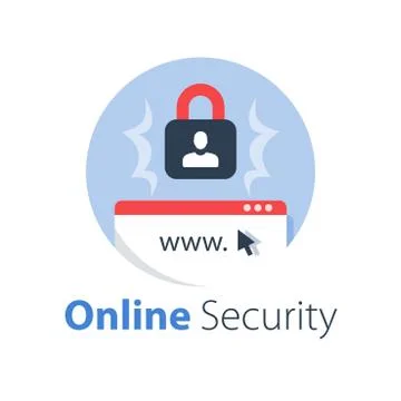 Online security, safe internet access, antivirus software, data protection Stock Illustration