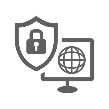 Online security, shield icon. Gray vector graphics. Illustrazione stock