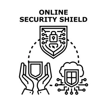 Online security shield protecting digital data and privacy Stock Illustration