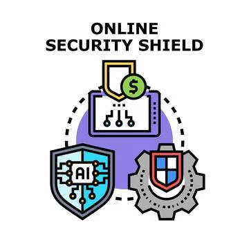 Online security shield protecting digital data and finance Stock Illustration
