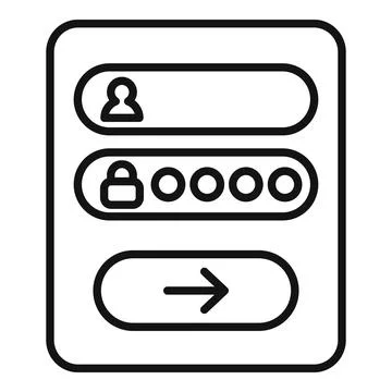 Online security system showing login form with password field Illustrazione stock
