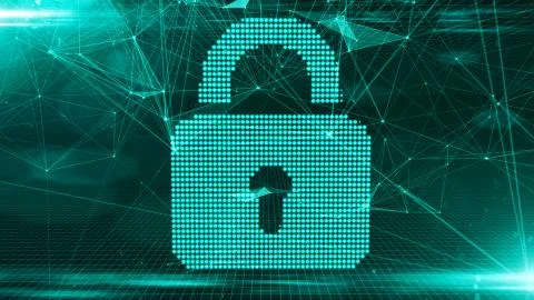 Online security from virus attack over encrypted digital data global networks Stock Illustration