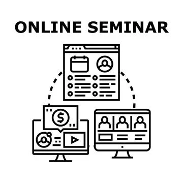 Online seminar concept for remote education and business Stock Illustration