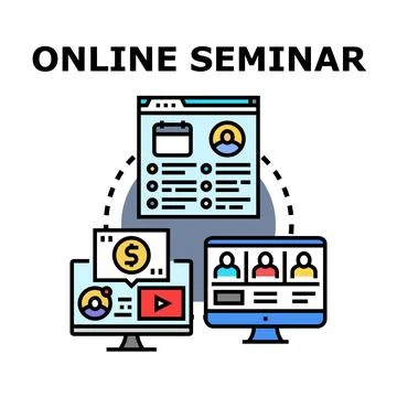 Online seminar concept for remote education and business Stock Illustration