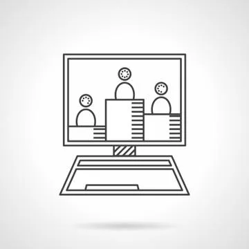 Online seminar flat line vector icon 스톡 일러스트