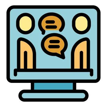 Online seminar icon vector flat Illustrazione stock