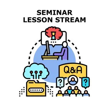 Online seminar lesson streaming educational concept Stock Illustration