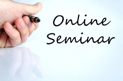Online seminar text concept Stock Photos