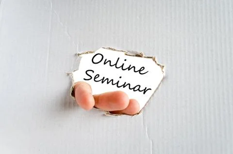 Online seminar text concept Stock Photos